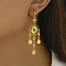 Exquisite Vintage Gold Circle Earrings with Unique Ethnic Style, Flat Round with Star, Dangle Earrings