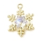 Alloy with Rhinestone Pendants, Snowflake, Golden, White, 15x5.4mm, Hole: 1.5mm