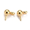 304 Stainless Steel Ball Post Stud Earring Findings, with Loop and 316 Surgical Stainless Steel Pin, Real 18k Gold Plated, 5x5x3mm, Hole: 1.4mm, Pin: 0.6mm