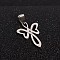 Tarnish Resistant 201 Stainless Steel Angel Pendants, Stainless Steel Color, 30x19x1.5mm, Hole: 5x8mm