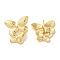 Rack Plating Butterfly Brass Stud Earrings, Cadmium Free & Lead Free, Long-Lasting Plated, Real 18K Gold Plated, 27.5x24mm