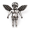 304 Stainless Steel Pendants, Angel Charm, Antique Silver, 35.5x35x12.5mm, Hole: 8x5mm