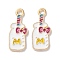 Alloy Enamel Pendants, Golden, Bottle, 19x8x1mm, Hole: 1.5mm