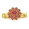 Brass Micro Pave Cubic Zirconia Fold Over Clasps, Lead Free & Cadmium Free, Golden, Flower, Golden, Medium Violet Red, 37mm