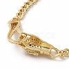 Cubic Zirconia Leopard Link Bracelet Brass Curb Chains for Women BJEW-G664-01G-04-3