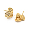 Rack Plating Brass Micro Pave Clear Cubic Zirconia Studs Earrings Finding KK-T072-12G-2