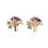 Brass Micro Pave Cubic Zirconia Stud Earrings EJEW-L224-31G-1