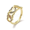 Real 18K Gold Plated Brass Micro Pave Cubic Zirconia Adjustable Rings RJEW-M170-04G-01-1