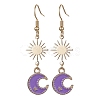Alloy Enamel Moon & Brass Star Dangle Earrings EJEW-JE05403-2