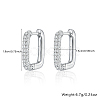 Anti-Tarnish Oval Rhodium Plated 925 Sterling Silver with Rhinestone Hoop Earrings IL6021-2-2