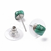 Natural Malachite Ear Studs EJEW-K091-01P-03-3