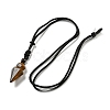 Natural Tiger Eye Conical Pendulum Pendant Necklace with Nylon Cord for Women NJEW-B106-01B-2