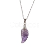 Natural Mixed Gemstone Wing Pendant Necklaces NJEW-JN04506-4