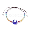 Evil Eye Lampwork & Glass Braided Bead Bracelet BJEW-JB09413-3