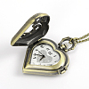 Textured Heart Alloy Quartz Pocket Watches WACH-N039-16AB-4