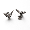 Retro 304 Stainless Steel Skull with Wing Ear Studs EJEW-P057-39-2