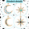 FIBLOOM 2 Sets 2 Styles Colorful Rhinestone Moon & Star Asymmetrical Earrings EJEW-FI0001-22-3