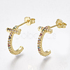 Brass Micro Pave Cubic Zirconia(Random Mixed Color) Stud Earrings EJEW-S201-102-1