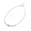 Polymer Clay Evil Eye & Glass Seed Beaded Necklaces for Women NJEW-JN03948-1