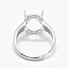 925 Sterling Silver Rhinestone Claw Finger Ring Components STER-E061-42P-4