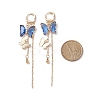 Glass Butterfly Dangle Hoop Earrings with Clear Cubic Zirconia EJEW-TA00153-01-4
