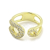 Brass Micro Pave Clear Cubic Zirconia Cuff Ring RJEW-Z035-04G-2