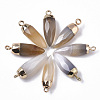 Top Golden Plated Natural Grey Agate Pointed Pendants G-S359-078C-2