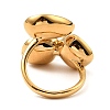 Teardrop & Square Glass Open Cuff Rings RJEW-G289-01G-08-3