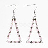 Natural Rose Quartz Beads Dangle Earrings EJEW-JE02810-01-1
