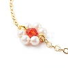Shell Pearl & Acrylic Beads Flower Link Bracelets X1-BJEW-TA00003-01-4