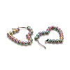 Ion Plating(IP) Rainbow Color Heart 304 Stainless Steel Hoop Earrings for Women STAS-A057-19MC-2