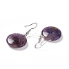 Natural Amethyst Flat Round Dangle Earrings EJEW-D188-03P-06-3