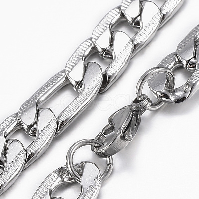 Tarnish Resistant Trendy Men's 304 Stainless Steel Figaro Chain Bracelets BJEW-L619-03P-1