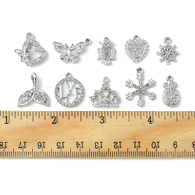 20Pcs 10 Style Alloy Crystal Rhinestone Pendants ALRI-FS0001-01-1