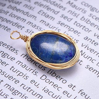 Natural Lapis Lazuli Pendants PALLOY-JF00467-04-1