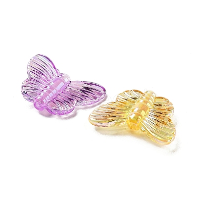 UV Plating Rainbow Iridescent Acrylic Beads OACR-F009-04-1