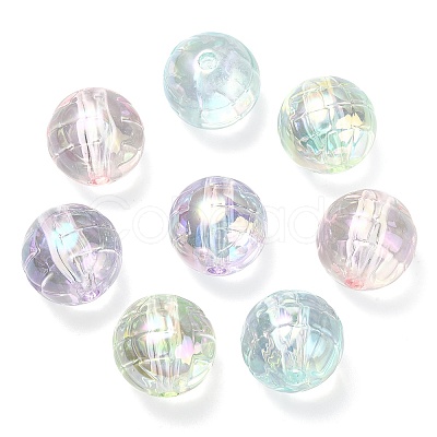 Textured UV Plating Rainbow Iridescent Transparent Acrylic Beads OACR-C007-09-1