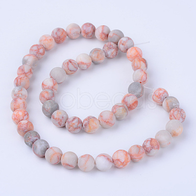 Natural Red Netstone Beads Strands G-Q462-8mm-14-1