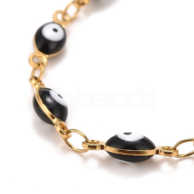 Enamel Horse Eye Link Chains Bracelet BJEW-P271-05G-04-1