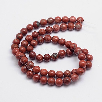 Round Natural Red Jasper Bead Strands G-L419-38-6mm-1