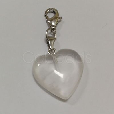 Heart Natural Quartz Crystal Pendant Decorations HJEW-PH01132-16-1