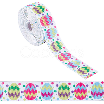 Easter Printed Polyester Grosgrain Ribbon OCOR-WH0077-79B-1