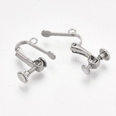 Tarnish Resistant 304 Stainless Steel Screw Clip Earring Converter X-STAS-S079-82-1