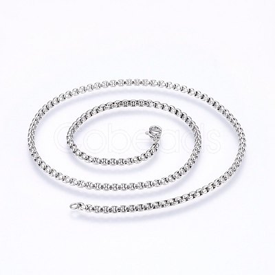 Non-Tarnish 304 Stainless Steel Box Chain Necklaces NJEW-F227-09P-08-1