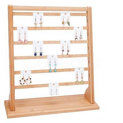 6-Tier Rectangle Wood Slant Back Earring Display Stands EDIS-WH0029-99-1