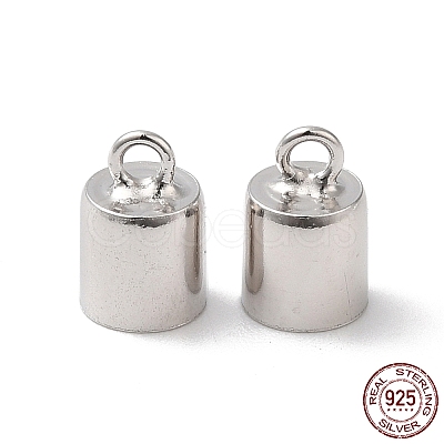 Anti-Tarnish Rhodium Plated 925 Sterling Silver Cord Ends STER-P055-02E-P-1