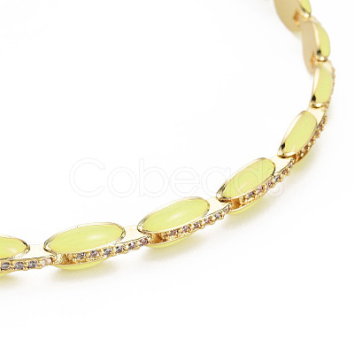 Brass Micro Pave Cubic Zirconia Link Tennis Necklaces for Women NJEW-T013-01G-01-1