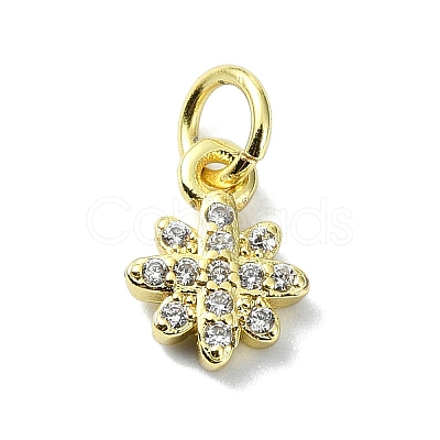 Brass Micro Pave Clear Cubic Zirconia Charms KK-H475-59G-07-1