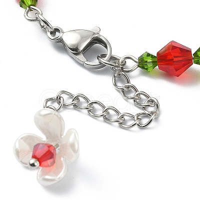 Glass & Resin & Acrylic Flower Charm Bracelet BJEW-JB09435-04-1