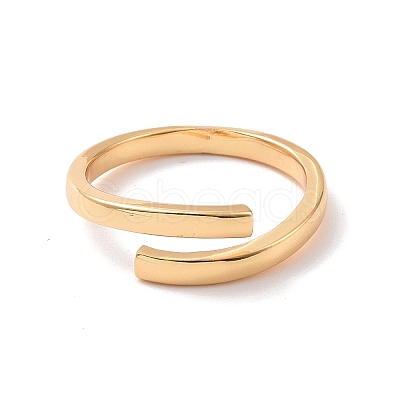 Brass Simple Line Wrap Open Cuff Ring for Women RJEW-P034-08G-1